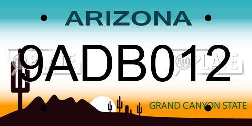 9ADB012 Arizona License Plate