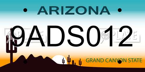 9ADS012 Arizona License Plate