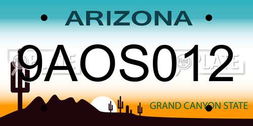 9AOS012 Arizona License Plate