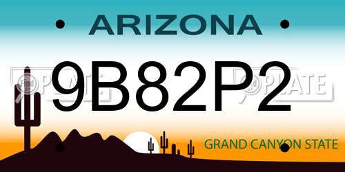 9B82P2 Arizona License Plate
