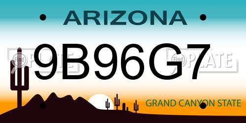 9B96G7 Arizona License Plate