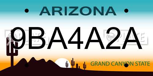 9BA4A2A Arizona License Plate