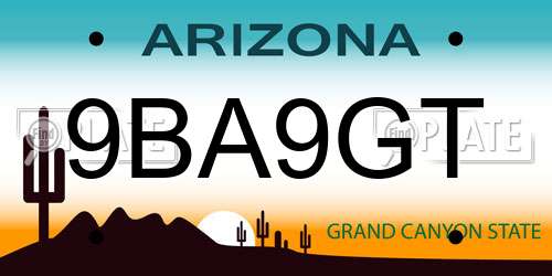 9BA9GT Arizona License Plate