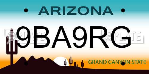 9BA9RG Arizona License Plate