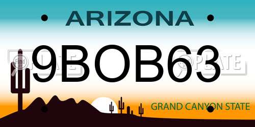 9BOB63 Arizona License Plate