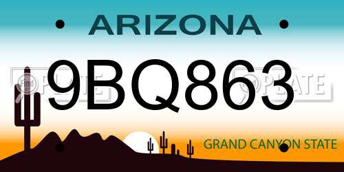 9BQ863 Arizona License Plate