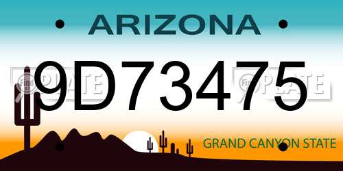 9D73475 Arizona License Plate