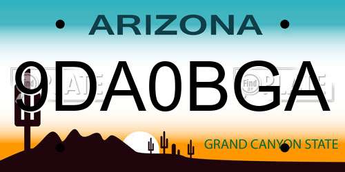 9DA0BGA Arizona License Plate