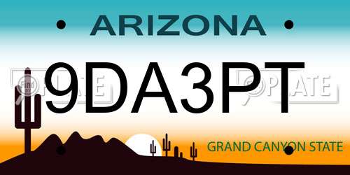 9DA3PT Arizona License Plate