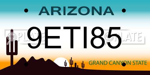 9ETI85 Arizona License Plate