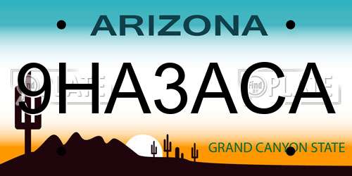9HA3ACA Arizona License Plate