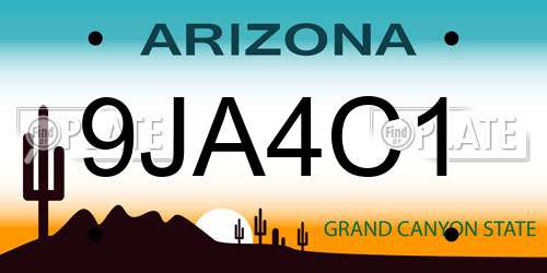 9JA4C1 Arizona License Plate