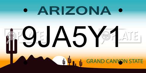 9JA5Y1 Arizona License Plate