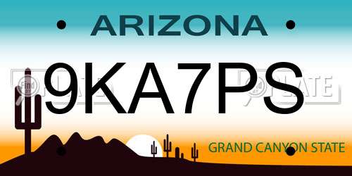 9KA7PS Arizona License Plate