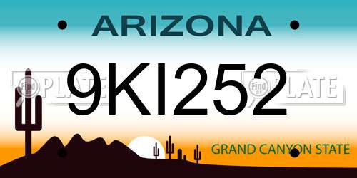 9KI252 Arizona License Plate