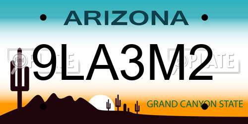 9LA3M2 Arizona License Plate