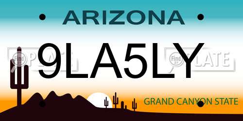 9LA5LY Arizona License Plate