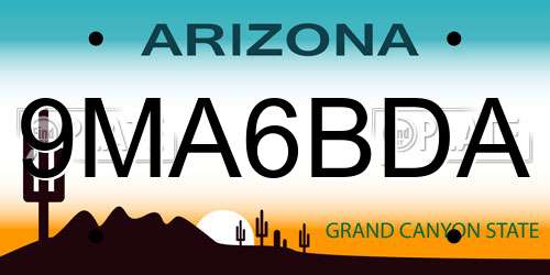 9MA6BDA Arizona License Plate