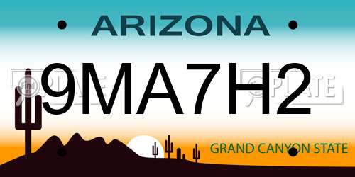 9MA7H2 Arizona License Plate