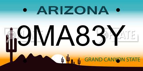 9MA83Y Arizona License Plate