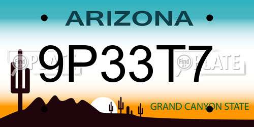 9P33T7 Arizona License Plate
