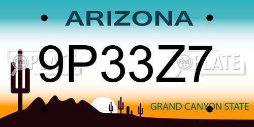 9P33Z7 Arizona License Plate