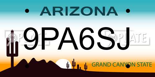 9PA6SJ Arizona License Plate