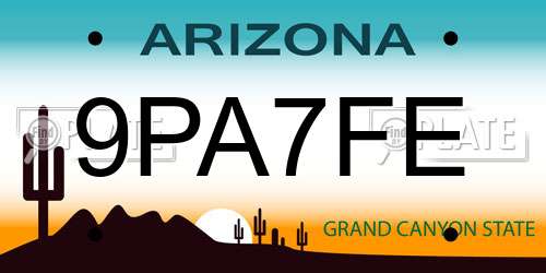 9PA7FE Arizona License Plate