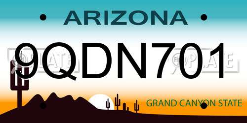 9QDN701 Arizona License Plate