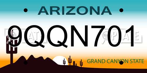 9QQN701 Arizona License Plate