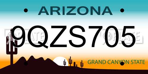 9QZS705 Arizona License Plate