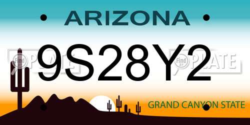 9S28Y2 Arizona License Plate
