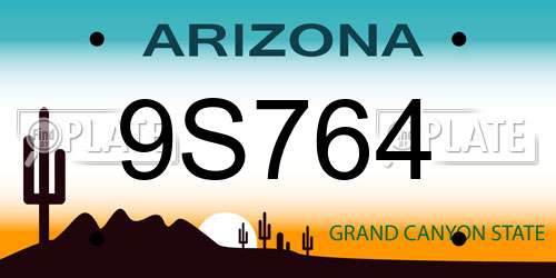 9S764 Arizona License Plate