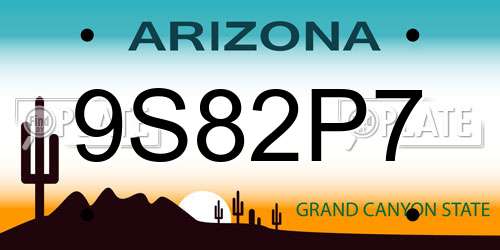 9S82P7 Arizona License Plate