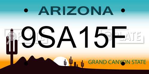 9SA15F Arizona License Plate