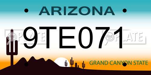 9TE071 Arizona License Plate