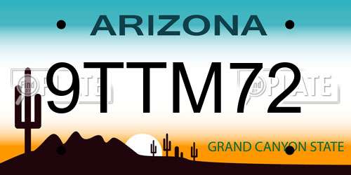 9TTM72 Arizona License Plate