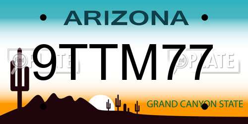 9TTM77 Arizona License Plate