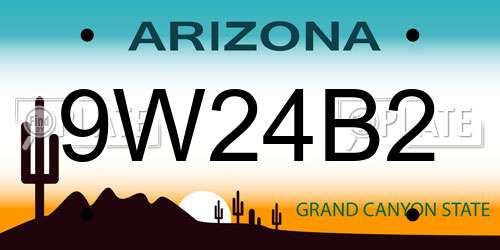 9W24B2 Arizona License Plate
