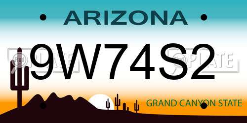 9W74S2 Arizona License Plate