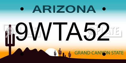 9WTA52 Arizona License Plate