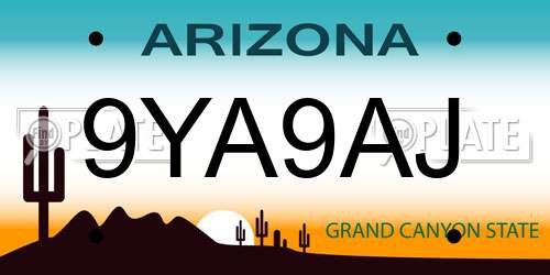 9YA9AJ Arizona License Plate