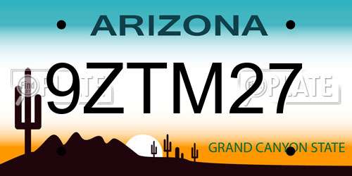 9ZTM27 Arizona License Plate