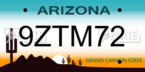 9ZTM72 Arizona License Plate
