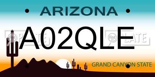 A02QLE Arizona License Plate