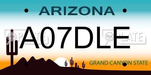 A07DLE Arizona License Plate