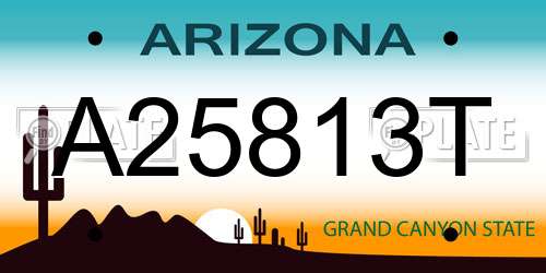 A25813T Arizona License Plate