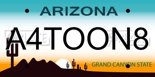 A4TOON8 Arizona License Plate
