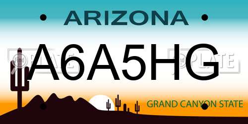 A6A5HG Arizona License Plate
