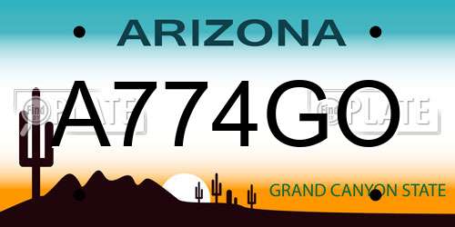 A774GO Arizona License Plate